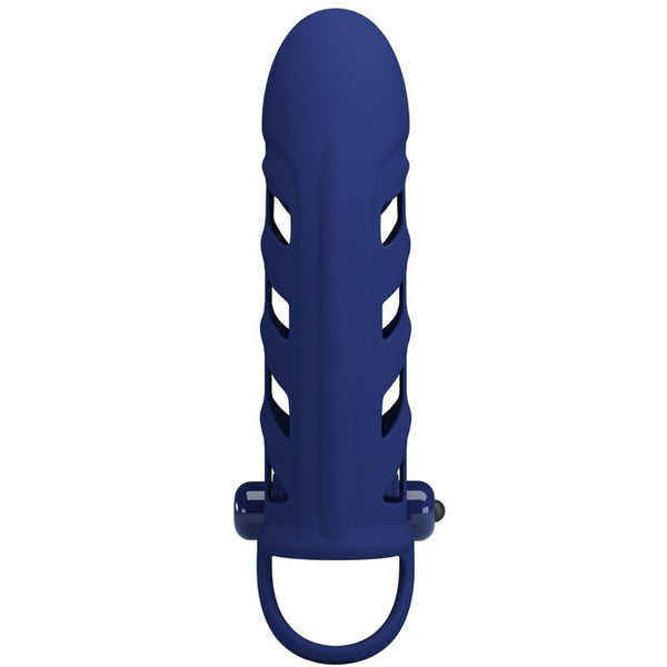 Altaf anillo vibrador con funda de silicona azul