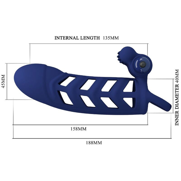Altaf anillo vibrador con funda de silicona azul