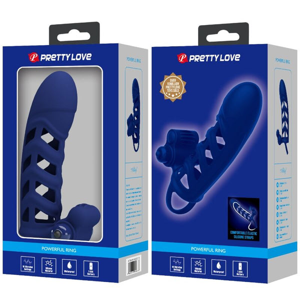 Altaf anillo vibrador con funda de silicona azul