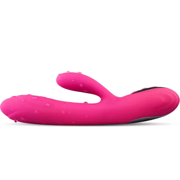 Vibrador y estimulador flexible efecto calor fucsia