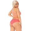 Leg top y bragas con tirantes coral