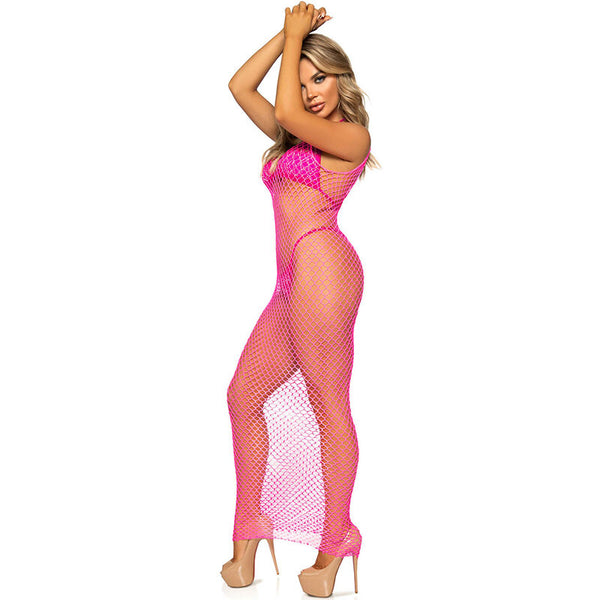 Leg vestido de rejilla largo amarillo talla única