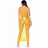 Leg vestido de rejilla largo amarillo talla única
