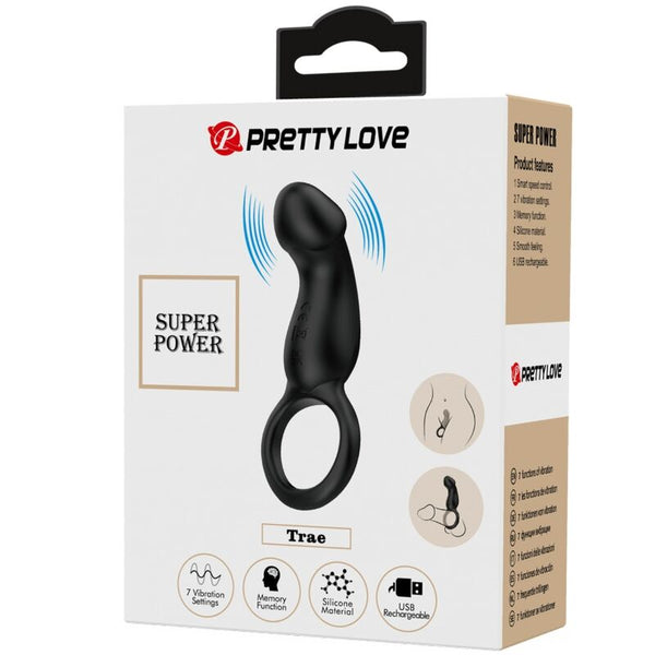 Trae anillo vibrador con estimulador negro