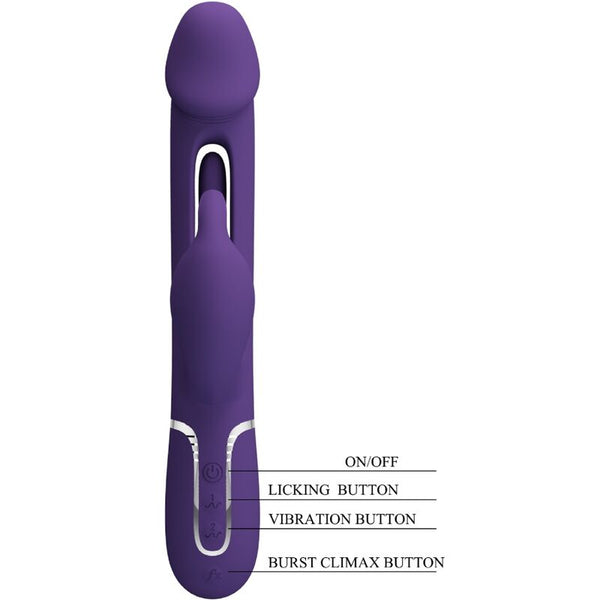 Kampas vibrador rabbit 3 en 1 multifunción con lengua violeta