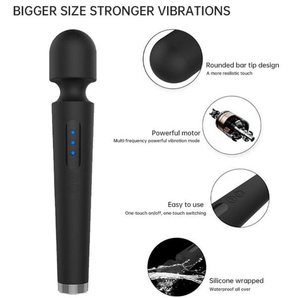 X power large masajeador y vibrador 7 vibraciones negro