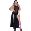 Chilirose cr 4685 vestido largo con capucha negro
