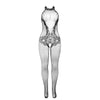 Subblime 951801 body con abertura de rejilla y encaje con cuello alto negro talla única