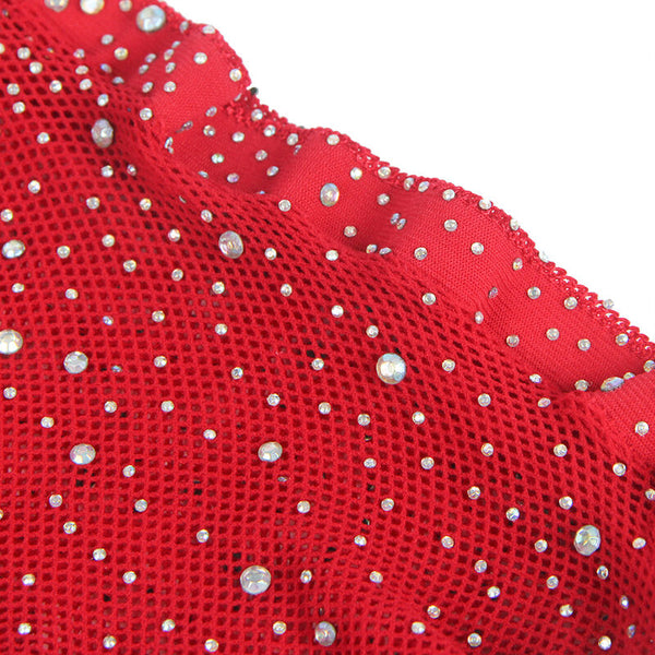 Subblime 952181 body de rejilla con guantes y diamantes rojo talla única