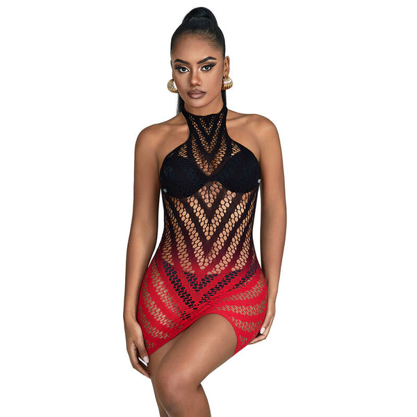 Subblime 952242 vestido de rejilla elástico degradado rojo y negro talla única
