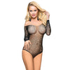 Subblime 952297 body de rejilla brillante con hombros descubiertos manga larga negro talla única