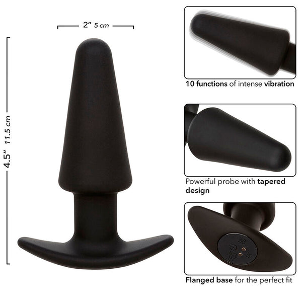 Calexotics rock bottom plug anal cónico 10 vibraciones silicona negro