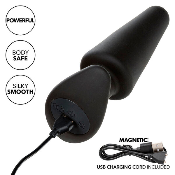 Calexotics rock bottom plug anal cónico 10 vibraciones silicona negro