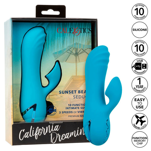 Vibrador y estimulador 10 funciones azul sunset beach seducer
