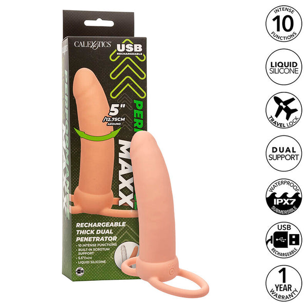 Calexotics maxx doble penetrador grueso 10 vibraciones natural