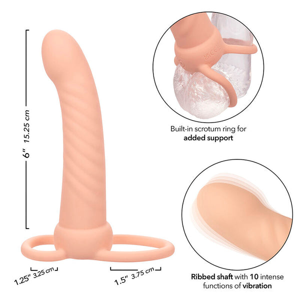 Calexotics maxx doble penetrador acanalado 10 vibraciones natural