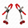 Kink pinzas para pezones rojas con doble campanilla rojo 6 cm