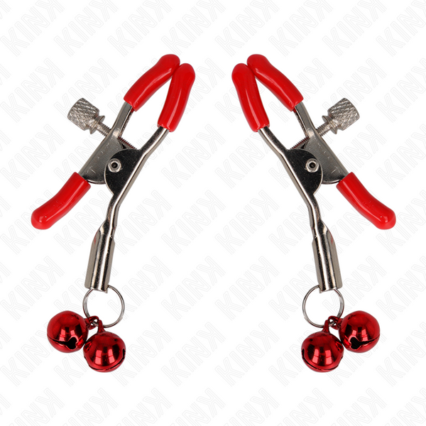Kink pinzas para pezones rojas con doble campanilla rojo 6 cm
