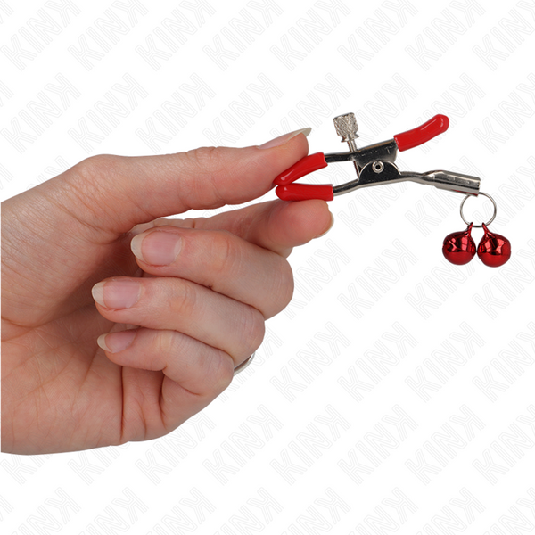 Kink pinzas para pezones rojas con doble campanilla rojo 6 cm