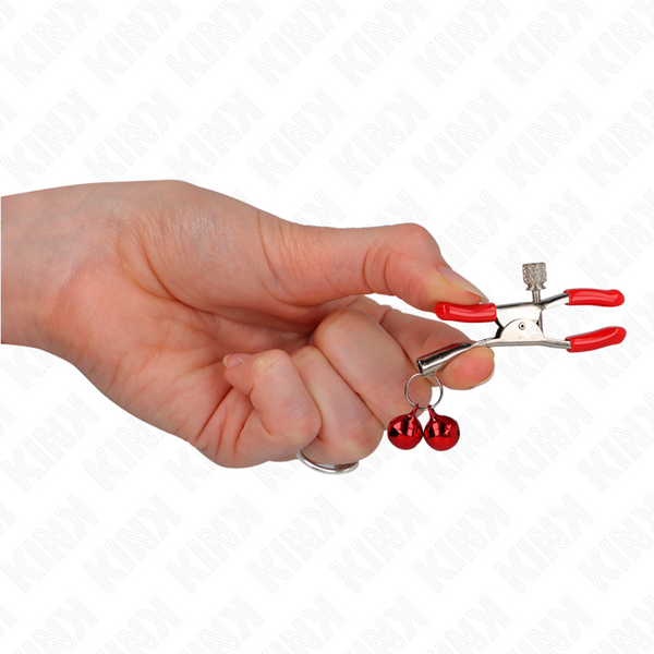 Kink pinzas para pezones rojas con doble campanilla rojo 6 cm