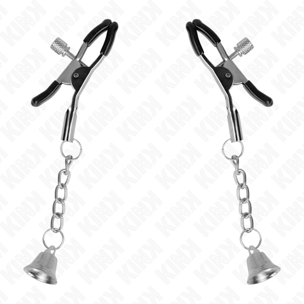 Kink pinzas para pezones con colgante de campana plateado 6 cm