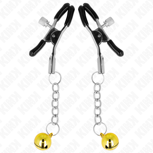 Kink pinzas para pezones con colgante de cascabel dorado 6 cm