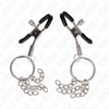 Kink pinzas para pezones con aro y pequeñas cadenas plateado 6 cm