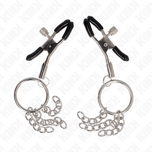 Kink pinzas para pezones con aro y pequeñas cadenas plateado 6 cm