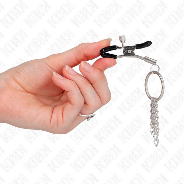 Kink pinzas para pezones con aro y pequeñas cadenas plateado 6 cm