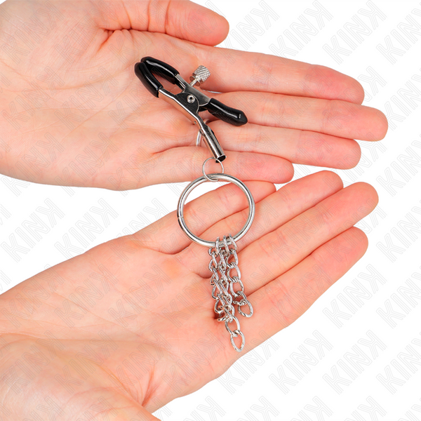 Kink pinzas para pezones con aro y pequeñas cadenas plateado 6 cm