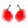 Kink pinzas para pezones con pluma rojo 7 cm