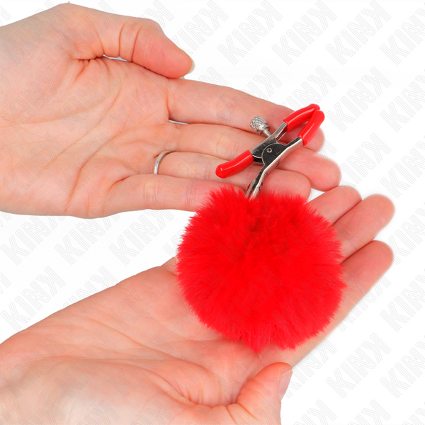 Kink pinzas para pezones con pompón rojo 6 cm