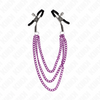 Kink pinzas para pezones con triple cadena violeta 20 23 28 cm