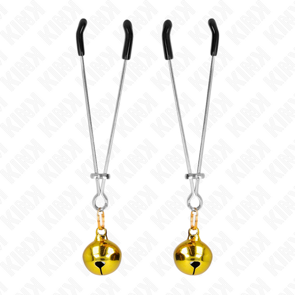 Kink pinzas para pezones fina con cascabel dorado 7 cm