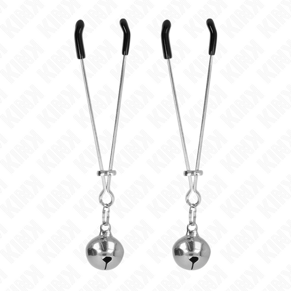 Kink pinzas para pezones fina con cascabel plateado 7 cm