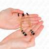 Kink pinzas para pezones dorada fina con triple bola de vidrio negro 7 cm