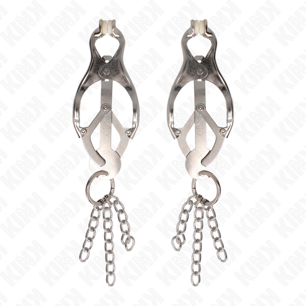 Kink pinzas para pezones estilo japonés con cadenas plateado