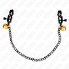 Kink pinzas para pezones planas negro con cascabel y cadena plateado 30 cm