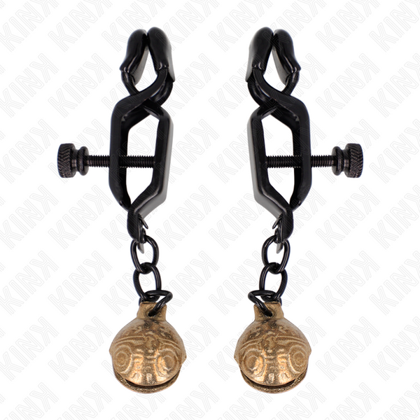Kink pinzas para pezones planas negro con cascabel 7 cm