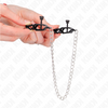Kink pinzas para pezones planas negro con cadena plateado 30 cm