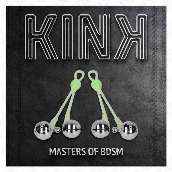 Kink pinzas para pezones luminosas forma calabera con cascabel sonoro ajustable verde plateado