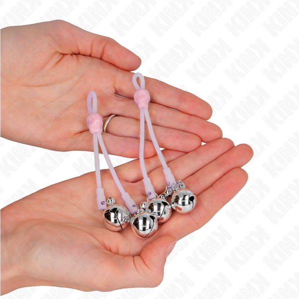 Kink pinzas para pezones luminosas forma calabera con cascabel sonoro ajustable rosa plateado