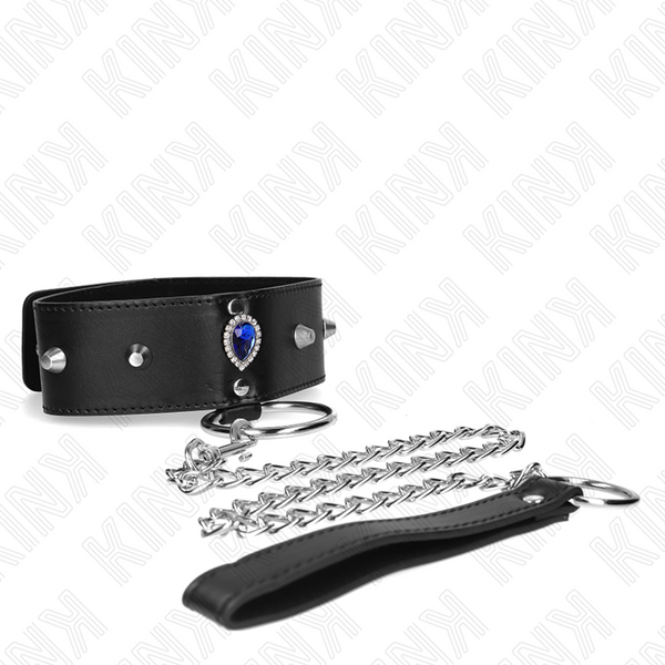 Kink collar con correa 65 cm con diamantes azules ajustable 36 43 cm x 5 cm