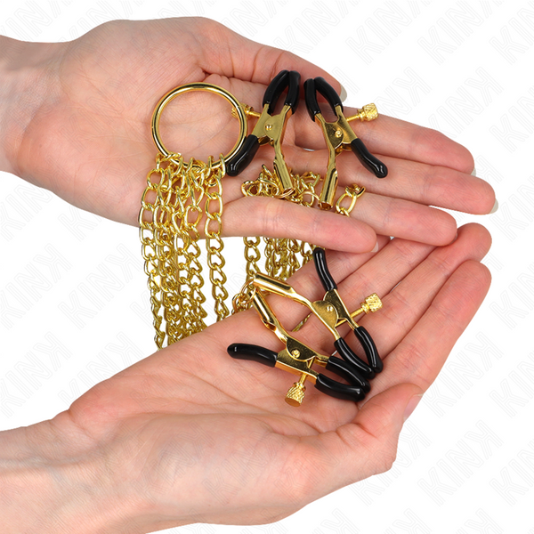Kink pinzas para pezones y clítoris 4 enganches ajustable dorado