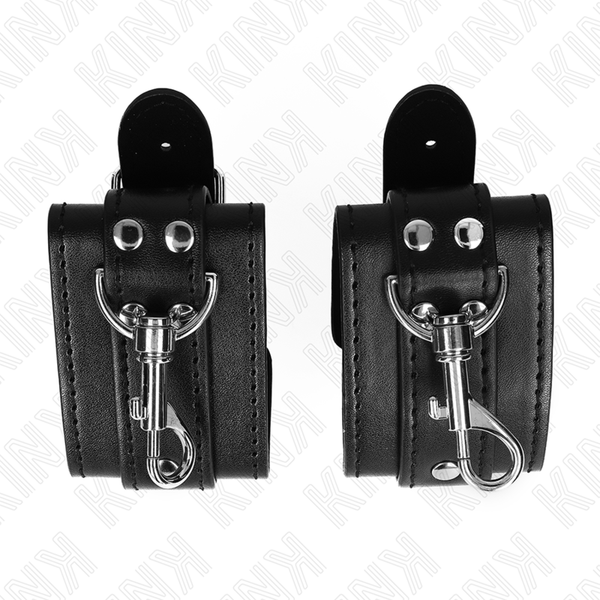 Kink muñequeras estilo mazmorra con cerradura negro ajustable 21 28 cm x 5.5 cm