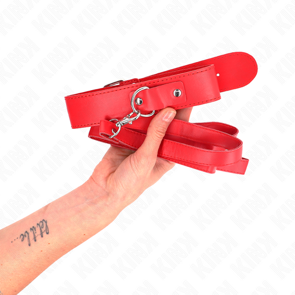 Kink collar con correa 116 cm fino rojo ajustable 32 50 cm x 8 cm