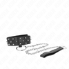 Kink collar con correa 65 cm con tachuelas plateadas modelo 5 ajustable 36 43 cm x 5 cm