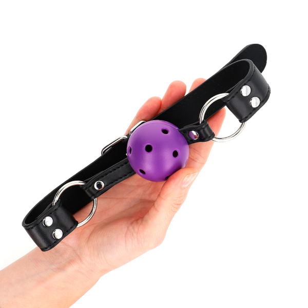 Kink mordaza de bola 4 cm transpirable con doble remache morado 62 x 2.5 cm ajustable 42 58 cm