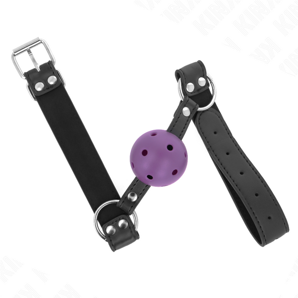 Kink mordaza de bola 4 cm transpirable con doble remache morado 62 x 2.5 cm ajustable 42 58 cm