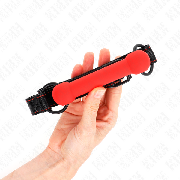 Kink mordaza forma de hueso con correa polipiel rojo ajustable 41 57 cm
